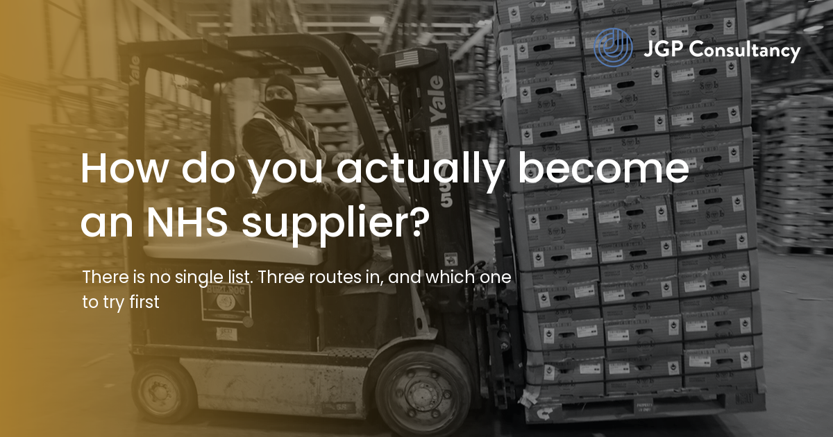 JGP Consultancy article card: How do you become an NHS supplier and get into NHS Supply Chain?