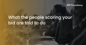 JGP Consultancy article card: What the people scoring your bid are told to do