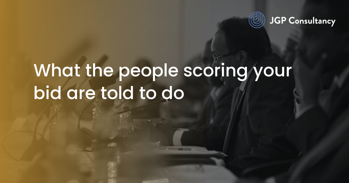 JGP Consultancy article card: What the people scoring your bid are told to do