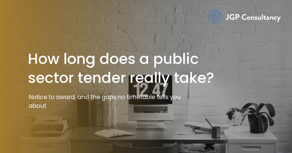 JGP Consultancy article card: How long does a public sector tender take, from notice to award?