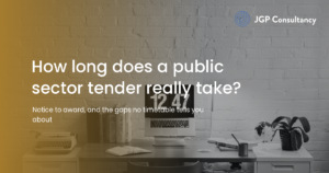 JGP Consultancy article card: How long does a public sector tender take, from notice to award?