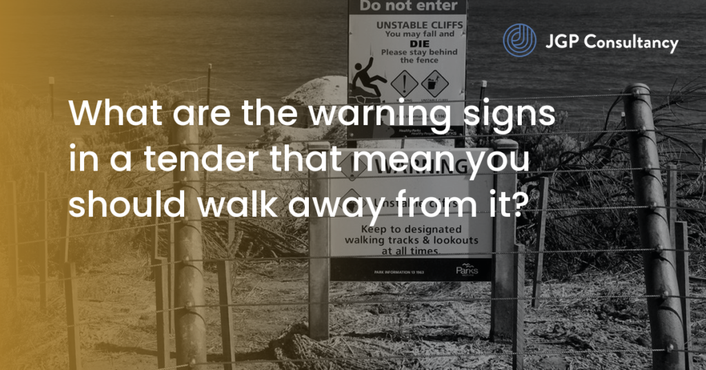 JGP Consultancy article card: What are the warning signs in a tender that mean you should walk away from it?